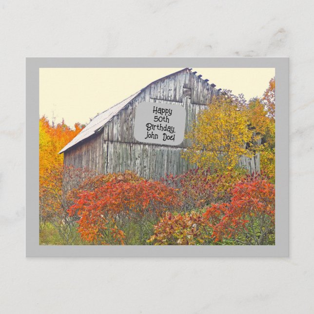 HAPPY BIRTHDAY SIGN ON OLD BARN Postcard (Front)