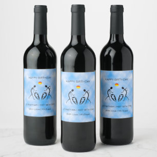 Happy Birthday, Silhouette Dancers and Drumming Wine Label