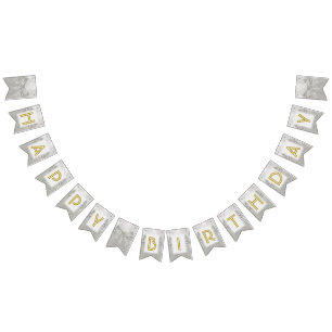 ☆HAPPY BIRTHDAY☆ Silver Bow Bunting Flags