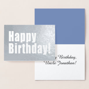 Happy Birthday Silver Decor with Custom Text Foil Card