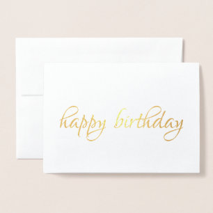 Happy birthday simple calligraphy Gold Foil Card