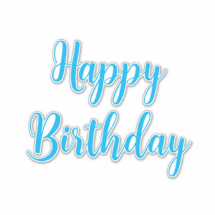 Happy Birthday Simple Minimalist Blue Typography