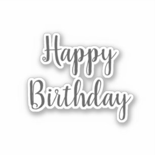Happy Birthday Simple Minimalist Grey Grey Custom
