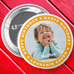 Happy Birthday Simple Modern Custom Photo 2 Inch Round Button<br><div class="desc">This simple and modern design is composed of serif typography and add a custom photo.</div>