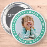 Happy Birthday Simple Modern Custom Photo 2 Inch Round Button<br><div class="desc">This simple and modern design is composed of serif typography and add a custom photo.</div>