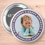 Happy Birthday Simple Modern Custom Photo 2 Inch Round Button<br><div class="desc">This simple and modern design is composed of serif typography and add a custom photo.</div>