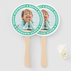 Happy Birthday Simple Modern Custom Photo Hand Fan