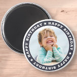 Happy Birthday Simple Modern Custom Photo Magnet<br><div class="desc">This simple and modern design is composed of serif typography and add a custom photo.</div>