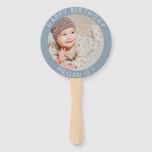 Happy Birthday simple photo modern celebration Hand Fan