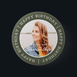 Happy Birthday Simple Preppy Modern Custom Photo 2 Inch Round Button<br><div class="desc">This simple and modern design is composed of serif typography and add a custom photo.</div>
