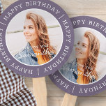 Happy Birthday Simple Preppy Modern Custom Photo Hand Fan<br><div class="desc">This simple and modern design is composed of serif typography and add a custom photo.</div>