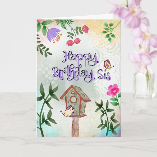 Happy Birthday Sis Card (Orchid)
