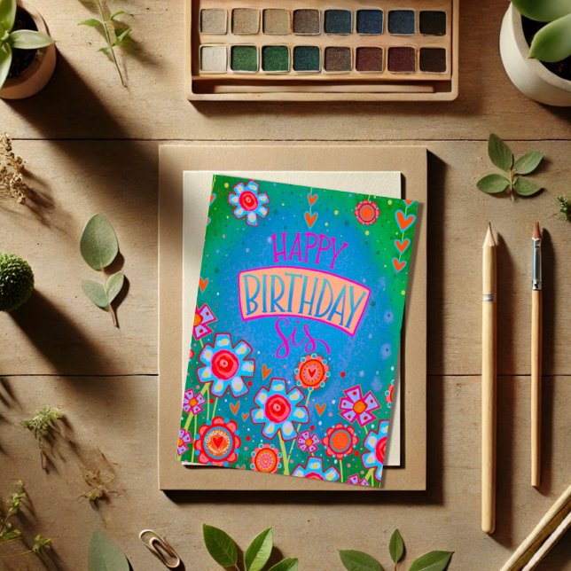 Happy Birthday Sis Pretty Floral Inspirivity Card (Creator Uploaded)
