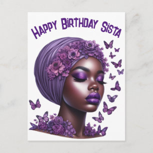 Happy Birthday Sista black girl magic melanin quee Holiday Postcard