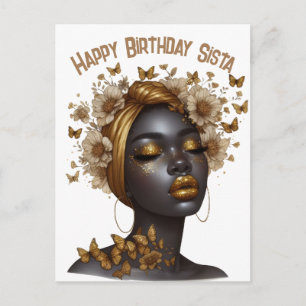 Happy Birthday Sista black girl magic melanin quee Holiday Postcard
