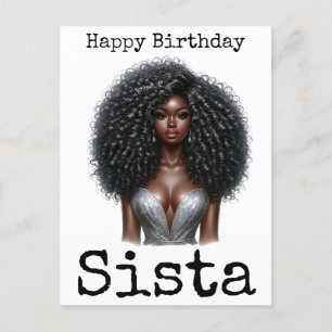 Happy Birthday Sista Melanin Woman Black Women Sis Holiday Postcard