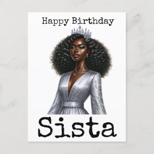 Happy Birthday Sista Melanin Woman Black Women Sis Holiday Postcard