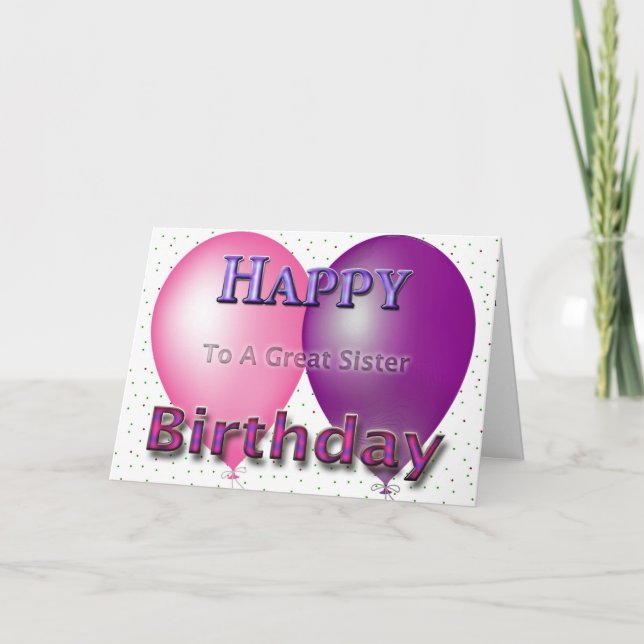 Happy Birthday Sister Balloons Card (Front)