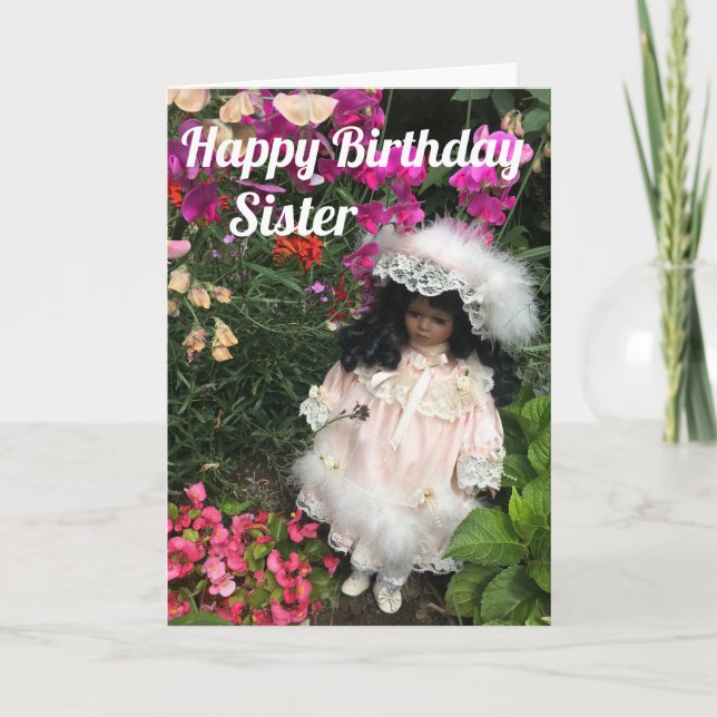 Happy Birthday Sister Black doll Card (Front)