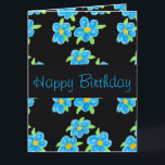 Happy Birthday Sister Card<br><div class="desc">Stylish paper birthday card in blue floral art pattern,  cheerful colourful pattern. Text can be personalized to suit any occasion,  and the flower image can be changed to your own photographs to create a memorable paper happy birthday gift card.</div>