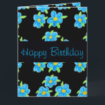 Happy Birthday Sister Card<br><div class="desc">Stylish paper birthday card in blue floral art pattern,  cheerful colourful pattern. Text can be personalized to suit any occasion,  and the flower image can be changed to your own photographs to create a memorable paper happy birthday gift card.</div>