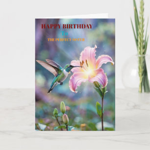 Happy Birthday Sister Card – Elegant Hummingbird 