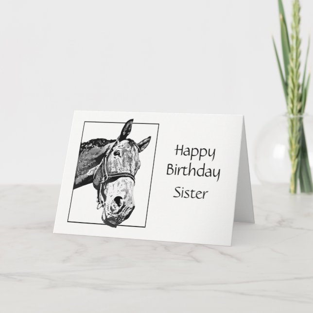 Happy Birthday Sister Custom Special Horse Wishes Card (Front)