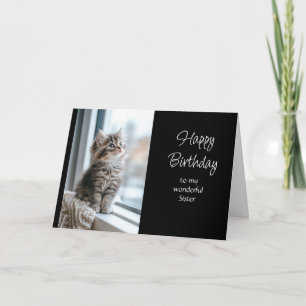 Happy Birthday Sister Custom Special Kitty Wishes Card