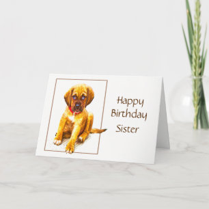 Happy Birthday Sister Custom Special Puppy Wishes Card
