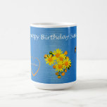 Happy Birthday Sister Floral Butterfly Coffee Mug<br><div class="desc">Happy Birthday Sister Blue with Yellow Daisy Flower Butterfly Coffee Mug.</div>