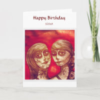 happy birthday sister mexican sugar skulls card