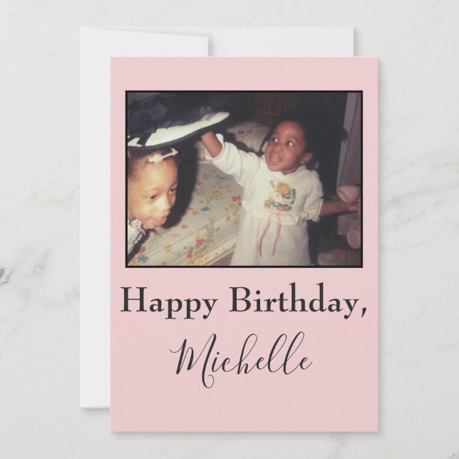 Happy birthday sister pink photo card (Front)