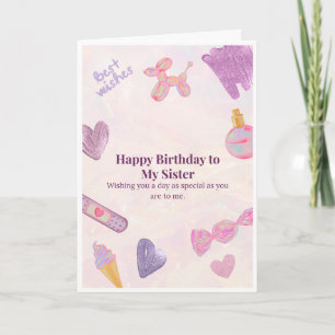 Happy Birthday Sister Y2K Sticker Card