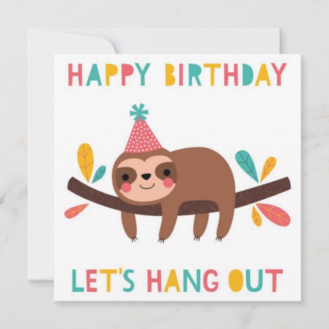 Happy Birthday Sloth Card (Front)