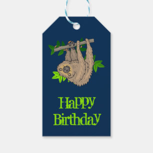 Happy Birthday Sloth Gift Tags