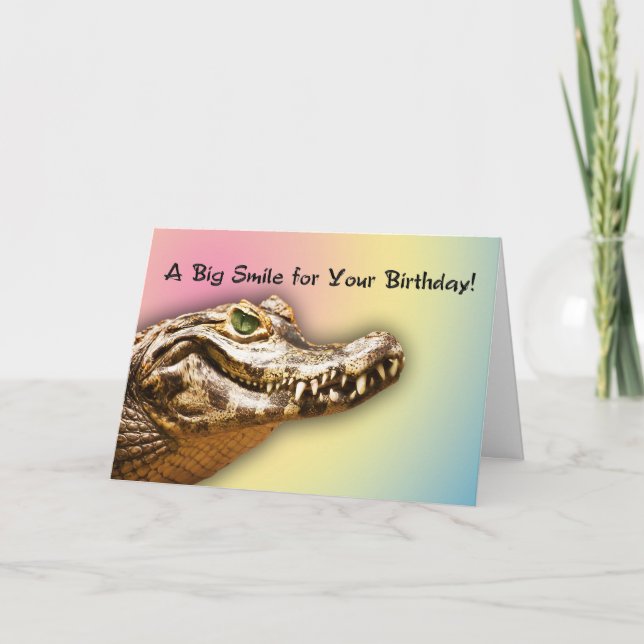 Happy Birthday smiling alligator card (Front)