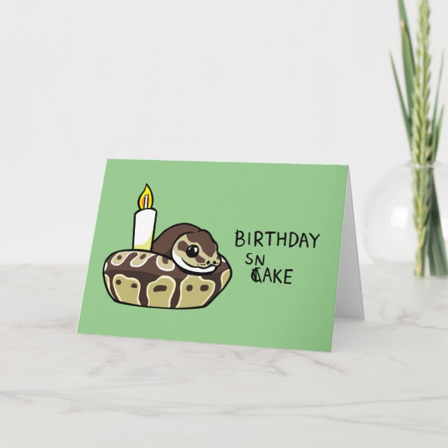 Happy Birthday Snake Cute Ball Python Drawing Card (Front)