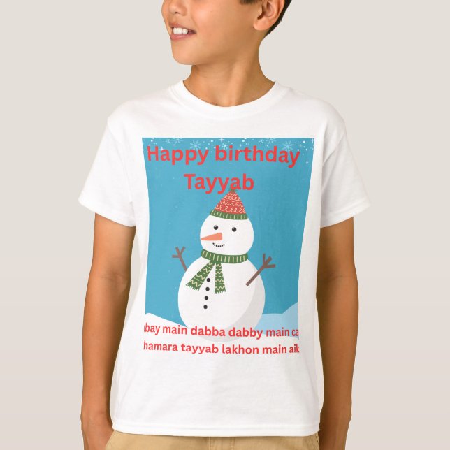 Happy Birthday Snowman T-Shirt | Cute Winter Birth (Front)