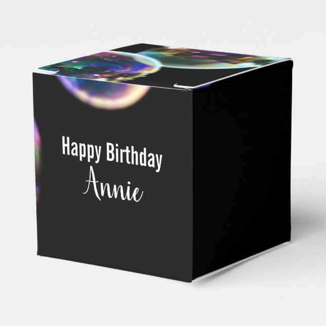 Happy Birthday Soap Bubbles with Custom Name Favor Box (Front Side)