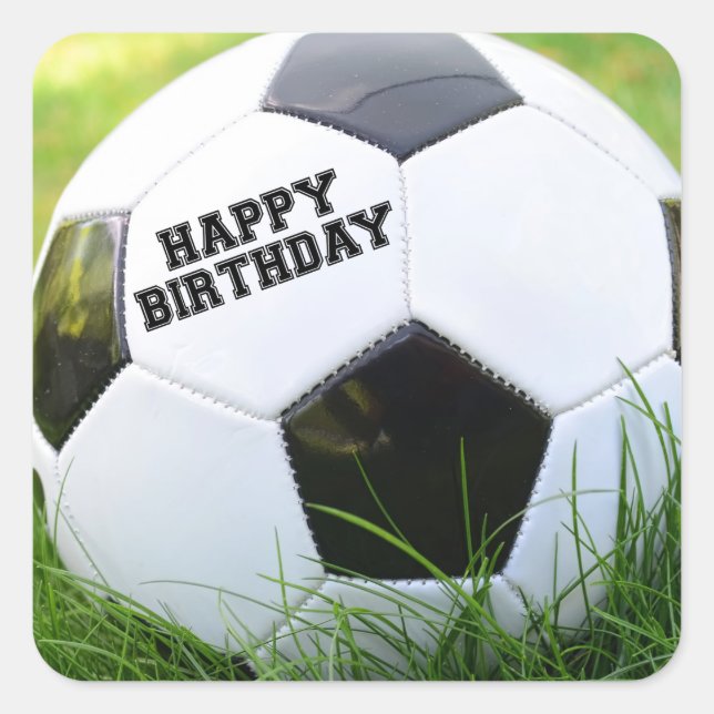 Happy Birthday Soccer Ball Square Sticker (Front)