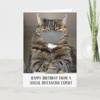 Happy Birthday Social Distancing Cat Face Mask