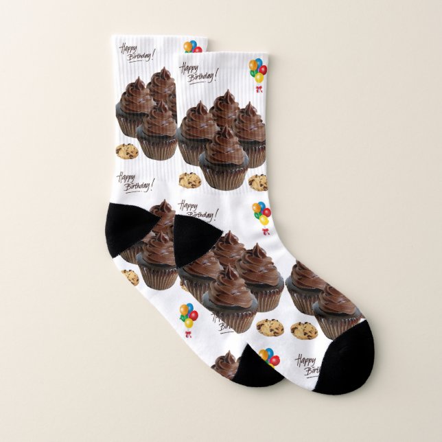 Happy Birthday Socks Men's and Women's Cupcakes (Pair)
