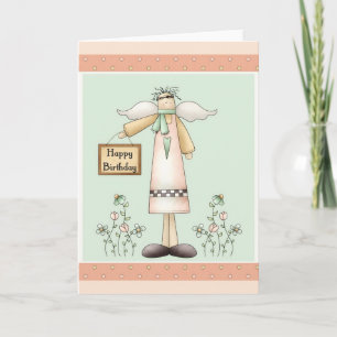Happy Birthday Soft Prim Angel Greeting Card