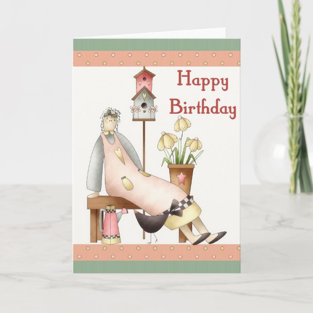 Happy Birthday Soft Prim Doll Greeting Card (Front)