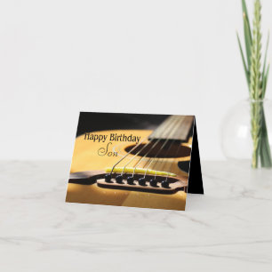 Happy Birthday Son! Acoustic Guitar Photo Holiday Card