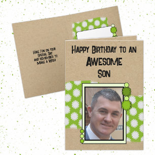 Happy Birthday son photo green Card