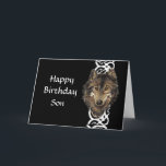 Happy Birthday Son Wild Grey Wolf Head Card<br><div class="desc">Happy Birthday Custom Name Wild Grey Wolf Head</div>