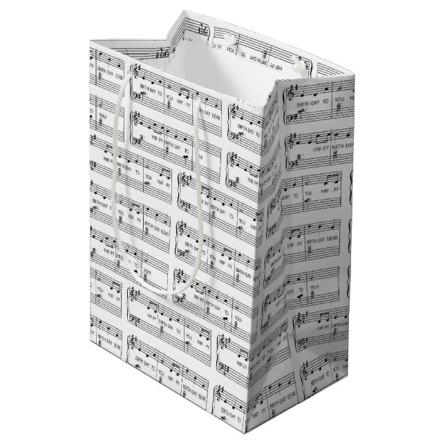 Happy Birthday Song Medium Gift Bag (Back Angled)