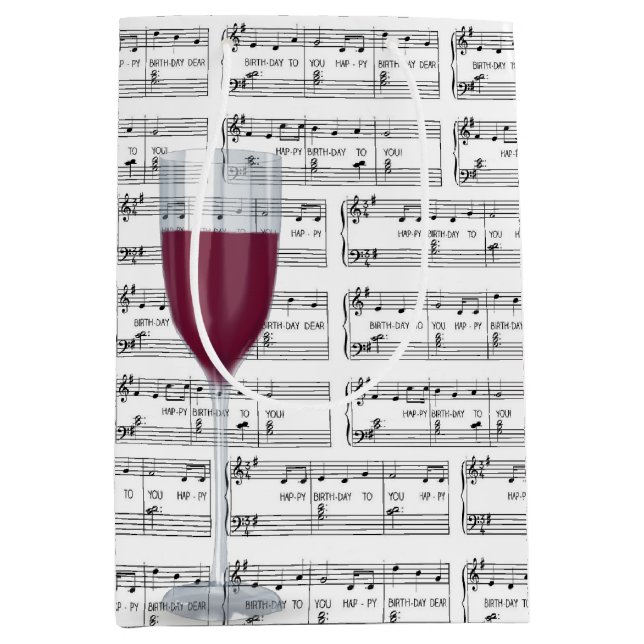 Happy Birthday Song With Wine Medium Gift Bag (Front)