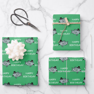 Happy Birthday Sophisticated Fish Wrapping Paper Sheet